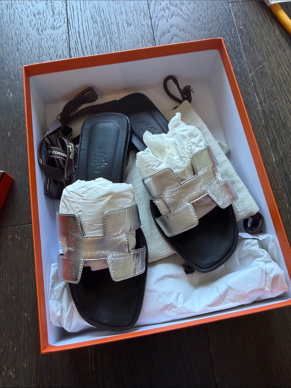 hermes silver sandal
